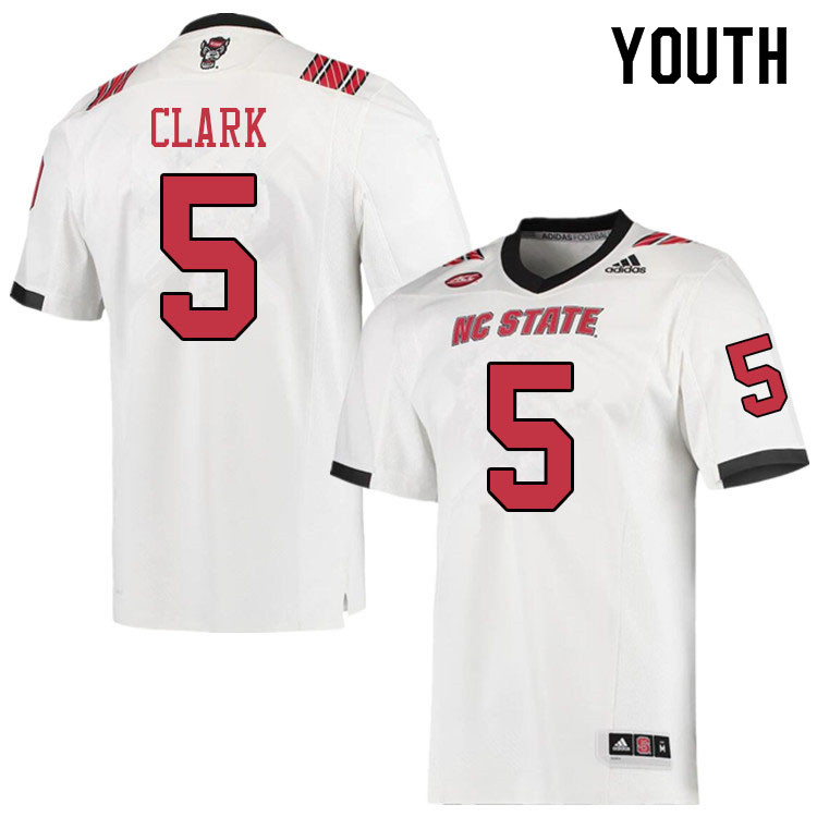 Youth #5 C.J. Clark NC State Wolfpack College Football Jerseys Sale-White
